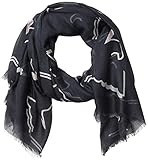 Logo-Detail Emporio Armani Damen Cotton-Blend Scarf with Logo Detail Modischer Schal, schwarz, Einheitsgröße