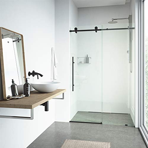 Vigo Elan E-Class Adjustable 56-60 In. W X 76 In. H Frameless Sliding Rectangle Shower Door With Clear Tempered Glass And Matte Black Stainless Steel Hardware With Reversible Handle|Vg6021Mbcl6076 #TOP5