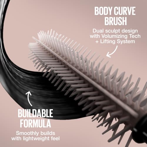 Maybelline New York Body Lash Sensational, mascara zwiększająca objętość, odpowiednia dla wrażliwych oczu, długa trwałość, odporny na rozmazywanie i pot, kolor: czarny,