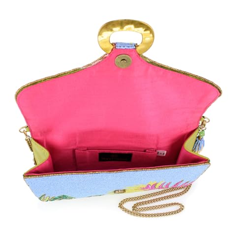 Mary Frances Tropics Beaded Crossbody Handbag with Leaf Embroidery Statement Evening Clutch Purse, Multicolor3