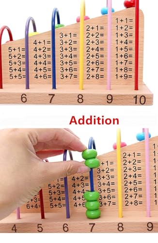 ZELVO Wooden Calculation Shelf | Abacus Counting Addition Subtraction | Maths Learning Early Educational Kit Toy for Kids 3+ Years - Image 5 thumbnail