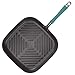 Rachael Ray Cucina Hard Anodized Nonstick Grill/Deep Square Griddle Pan, 11 Inch, Gray with Blue Handles