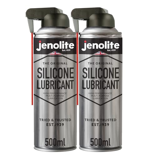 Image of JENOLITE Silicone Spray Lubricant | 2 x 500ml | SMART STRAW | Multi-Purpose Silicone Lubricant | Heat Resistant, All-Weather Protection, Repels Dirt & Moisture, Non-Toxic Spray
