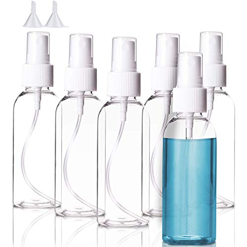 Goalfish Spray Bottles, 6 Packs Small Spray Bottle, Refillable Plastic Travel Spray Bottles with 2 Funnels