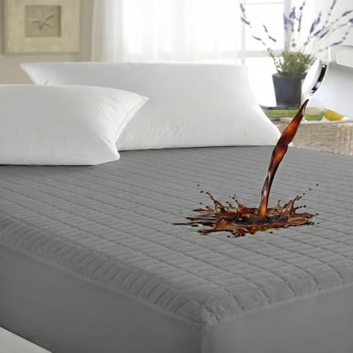 Image of Ayka 100% Waterproof Quilted Mattress Protector Queen Size 75x60 inch Breathable Noiseless Ultra Soft Fitted Bed Protector Mattress /Bed Cover (Grey, Queen (75 * 60 inch))
