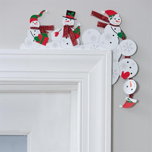 Cadre de porte en métal bonhomme de neige déco angle Noël intérieur