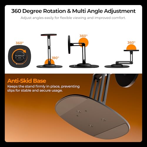 Image of Zebronics Magnetic Mobile & Tablet Holder, 360 Rotation, Multi-Angle Adjustable, MagSafe Compatible with Metal Ring, N52 Magnet, Foldable Compact Design, Anti-Skid Base (MS400)