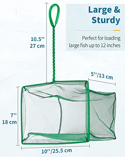 Image of Pawfly Aquarium Fish Net with Braided Metal Handle Square Net with Soft Fine Mesh Sludge Food Residue Wastes Skimming Cleaning Net for Fish Tanks Small Koi Ponds and Pools