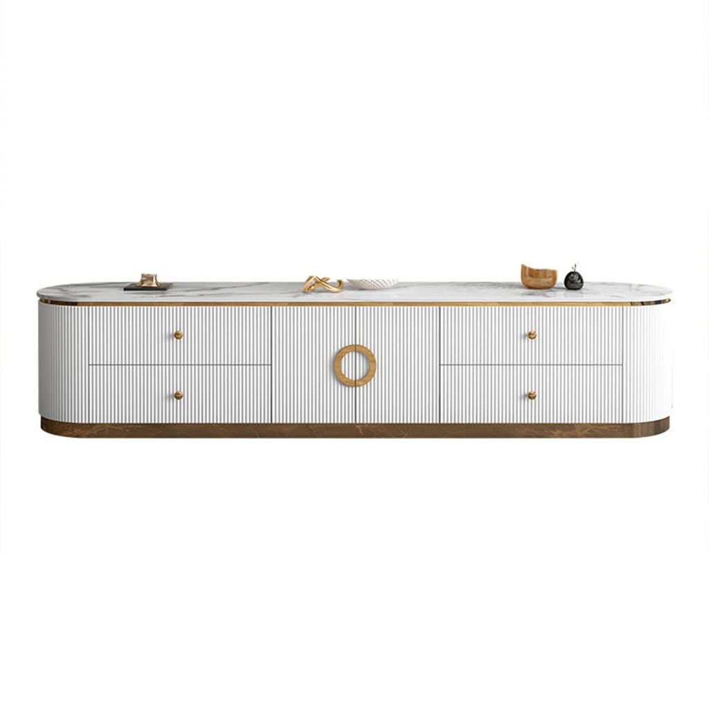 White Round Coffee Table Stainless Steel Coffee Table Set TV Table Suitable for Whole House Furniture Living Room