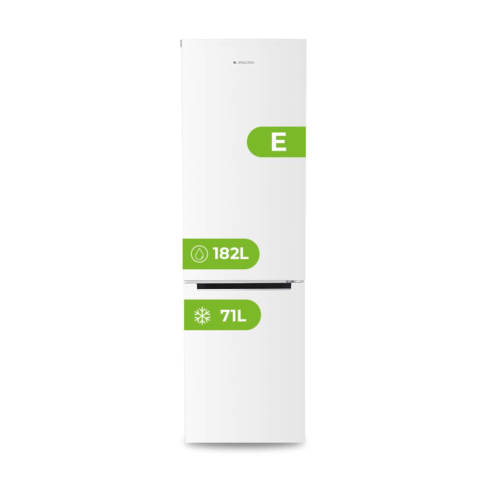 Aspes Frigorífico Combi Blanco 2 Puertas. AC185502ENF, Capacidad 253 Litros, No Frost, Multi Air Flow, 40 dB, Puerta Reversible, Apertura Tipo Uñero, Clasificación Energética E