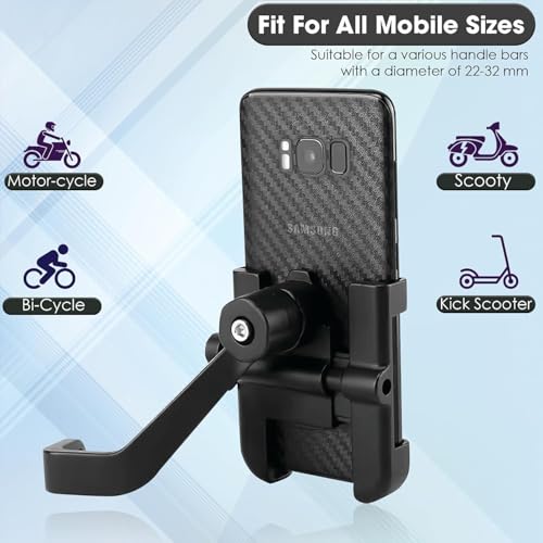 Image of PerfX 360 Rotatable Bike Phone Holder with Quick Lock System, Heavy Duty Anti-Slip Handlebar Mobile Mount, Shockproof Secure Cradle for Bicycle, Motorcycle, Scooter, All Smartphones (an-C2)
