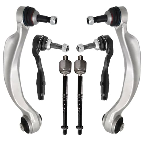 Image of Detroit Axle - RWD Front End Kit for BMW 640i 650i Gran Coupe 528i 535d 535i 550i ActiveHybrid 5, 2 Lower Forward Control Arms with Ball Joint 4 Inner Outer Tie Rods Replacement