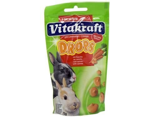 Vitakraft Sugar Free Multi Species Carrot Drops for Degu, Rabbit, Small Animals 75G 4 Pack