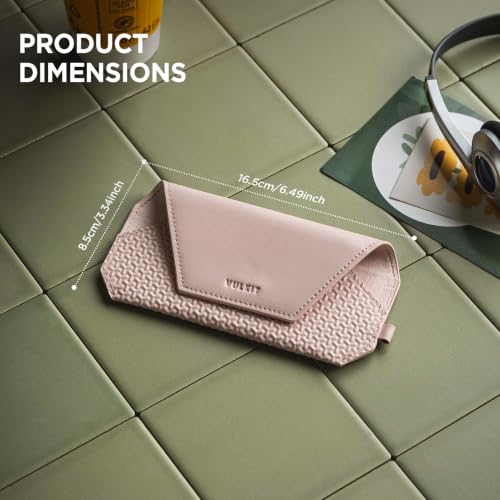 Image of VULKIT Portable Leather Eye Glasses Case for Women & Men, Slim Sunglass Case, Unisex Eyeglass Case
