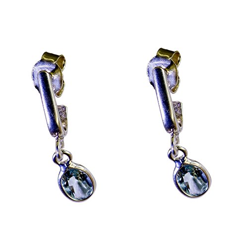 Boucles d'oreilles topaze bleue naturelle bijoux argent sterling femmes