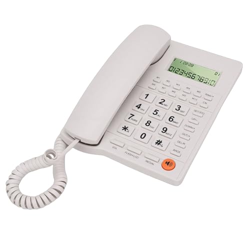 Zunate Teléfono Fijo con Cable, Teclas Grandes, Volumen de Timbre Ajustable y sin Función de Encendido/Apagado, Ideal para el Hogar, la Oficina y s Mayores. (White)