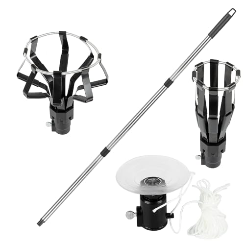 RANSOTO 12FT Light Bulb Changer Pole Compatible with High Ceilings Recessed Lights, Adjustable Light Bulb Removal Tool with Baskets and Suction Cup