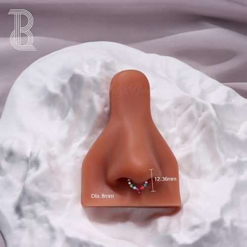 BodyBonita 16G Septum Rings Jewelry - Cubic Zirconia Luxe 316L Stainless Steel Hinged Nose Rings Hoops for Women Conch Piercing Jewelry Tragus Daith Helix Earring 14K Gold Plated/Silver 8 mm/10 mm3