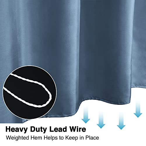 Qidordour Shower Curtain, 71X71 Inch Fabric Shower Curtains Set With 12 Hooks For Bathroom, Weighted Hem Bathtub Curtain, Machine Washable Quick Dry Solid Polyester Cloth Bath Curtains, Dusty Blue #TOP4