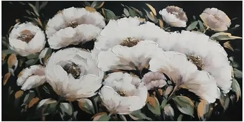 Toile florale blanche moderne affiche paysage chic grande image murale 65x130cm