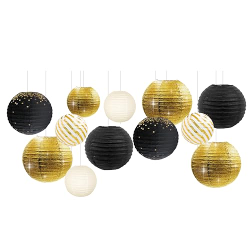 Lanternes en papier noir pour décoration de mariage et anniversaire