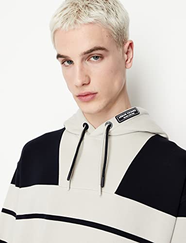 Armani Exchange Men's Cotton French Terry Neutral Linear Block Hooded Sweatshirt3