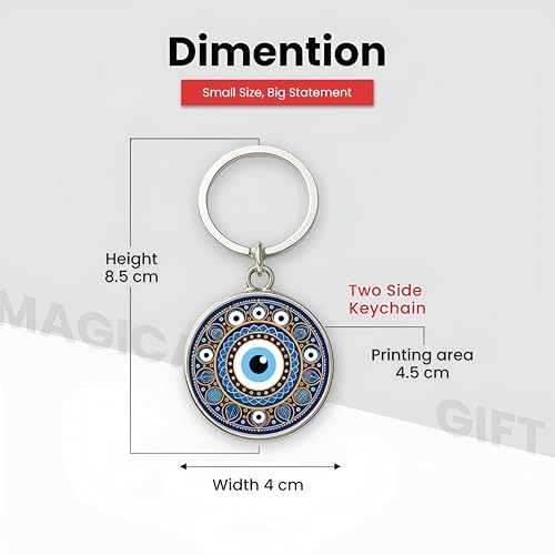 Image of MG | Protective Evil Eye /Spiritual Symbols /Om /Motivational Keychains | Double-Sided Metal Key Ring | Good Luck and devine Charm for Car, Bike, Home & Office