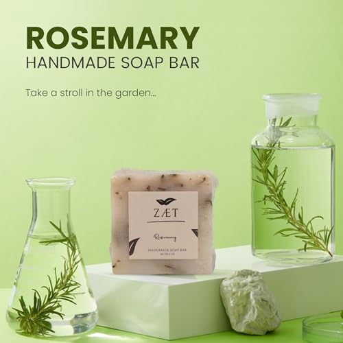 ZAET 2-Pack Rosemary Bar Soap – Made with Rosemary Leaves, Olive Oil and Coconut Oil - Handmade Soap Bar for Face, Body and Hands - Gently Cleanses and Hydrates All Skin Types- For Men and Women - Image 3