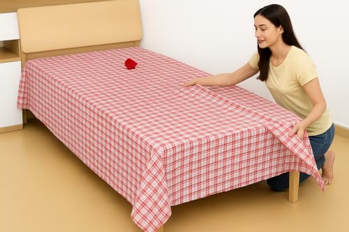 Image of CRWAYWEAVES Cotton Bed Sheet for Single Bed Cover Single bedsheet100% Soft Cotton flatsheet