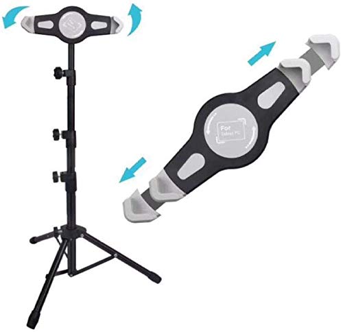 Schwarzes Aluminiumlegierung Ipad Aufnahmeständer Höhe einstellbar 135-175 cm / 53,1-68,9 Zoll Stativ Tablet für Ipad Ipad Mini und andere