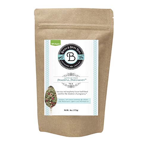 Image of Birds & Bees Teas Peaceful Pregnancy Tea - Nourishing & Safe Prenatal Tea, Red Raspberry Leaf - 40 Servings, 4.0 oz
