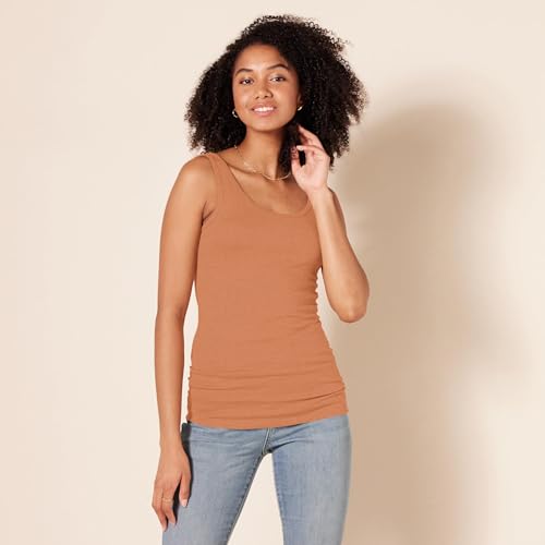 Image of Amazon Essentials Women's Slim-Fit Ribbed Scoop Neck Tank Tops, Pack of 2