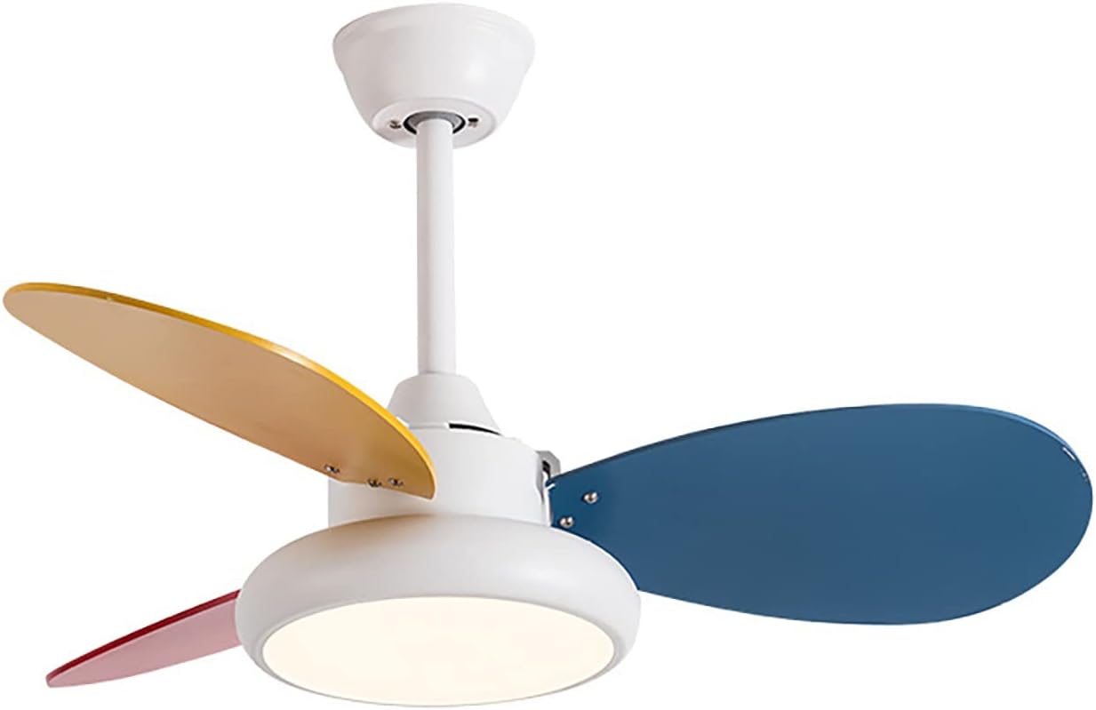 YUEGOO Ceiling Fans with Lamps,Silent Kids Ceiling Fans with Lights Quiet Fan Ceiling Light with Remote 6 Speed Dimmable Reversible Fan Ceiling Light for Bedroom Living Room/White/B