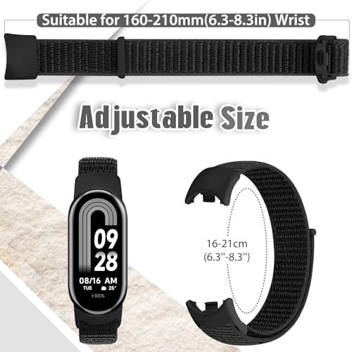 Runostrich Nylon Sport Strap Compatible with Xiaomi Mi Band 8 for Women Men, Soft Adjustable Breathable Braided Solo Loop Watch Band Replacement Wristband for Xiaomi Mi Band 8 - Image 2