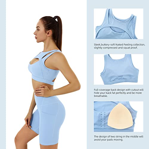 Jkboo Womens Sports Bras, High Support White Sports Bras For Women Padded Push Up Workout Gym Bra With Removable Cups(Wx2802 Baby Blue M) #TOP4