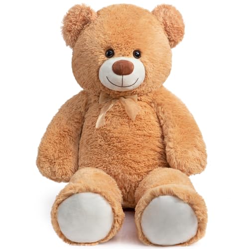 BEJOY 100cm Teddybär, Riesen Plüschtiere Kuschelbären große Stofftier Schmusetier, Liebesgeschenk Geburtstag, Valentinstag, Hellbraun