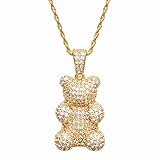 yoyos Women's 24K gold plated crystal teddy bear pendant/charm necklace