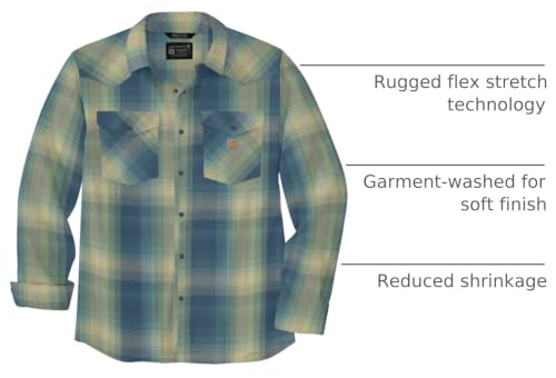 Carhartt Men's Montana Rugged Flex Relaxed Fit Lightweight Long-Sleeve Snap-Front Plaid Shirt, Storm Blue, XX-Large by Carhartt - Used condition - Image 2
