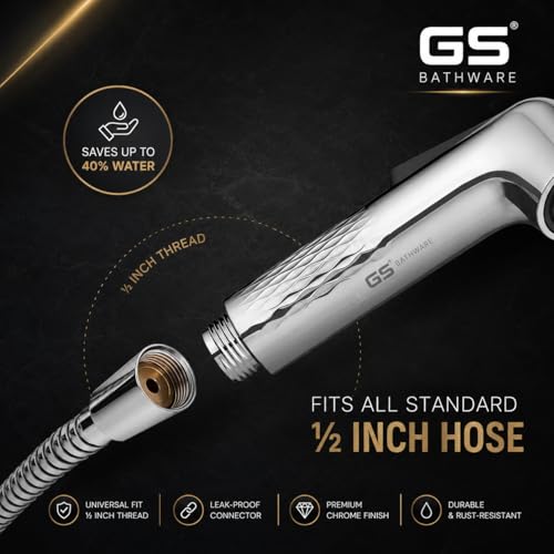 Image of Jauqar Premium Plus Health Faucet Complete Set | 1 Meter SS Hose Pipe & Wall Hook | Self Cleaning Jet Spray for Toilet | High Pressure Bidet Sprayer | NeverBlock AutoClean Nozzles