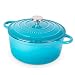 Produktbild Gusseisen-Topf mit Deckel  Emaille-Schmortopf mit Antihaft, Ofenfest bis 260°C  Blau, 4.7 Liter, 24 cm  von Nuovva