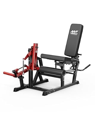 Mikolo Leg Extension and Curl Machine, Adjustable Leg Curl Machine for Home Gym, Seated Leg Extension and Lying Leg URL Machine, Leg Workout Equipment with 1:1 Resistance System,Red