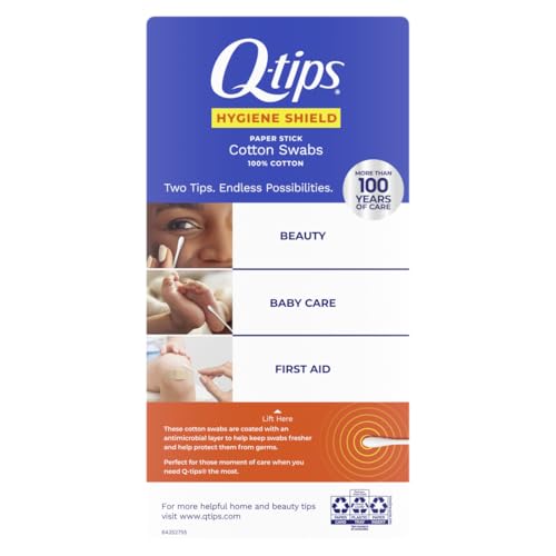 Q-tips Cotton Swabs, Hygiene Shield, For First Aid, Beauty and Baby, 100% Cotton, 300 Count
