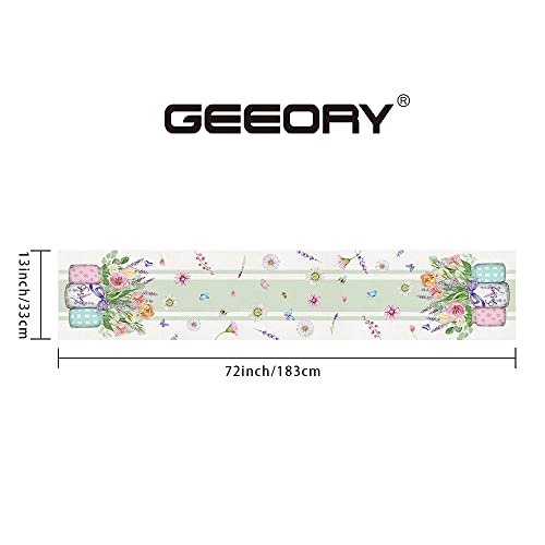 Geeory Spring Table Runner 13X72 Inch Wild Flower Vase Farmhouse Rustic Holiday Kitchen Dining Table Decoration For Indoor Outdoor Dinner Party Décor Gt003 #TOP7
