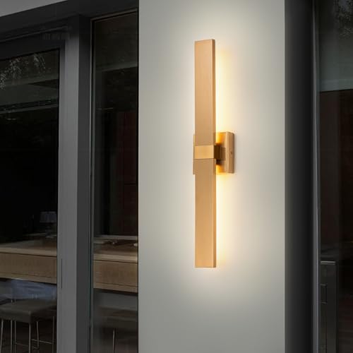 Image of Modern LED Outdoor Wall Sconce 27.2 inch Gold Outdoor Wall Lights Exterior, Outdoor Light Fixtures Wall Mount on House, Garage, Porch, Patio, Front Door etc