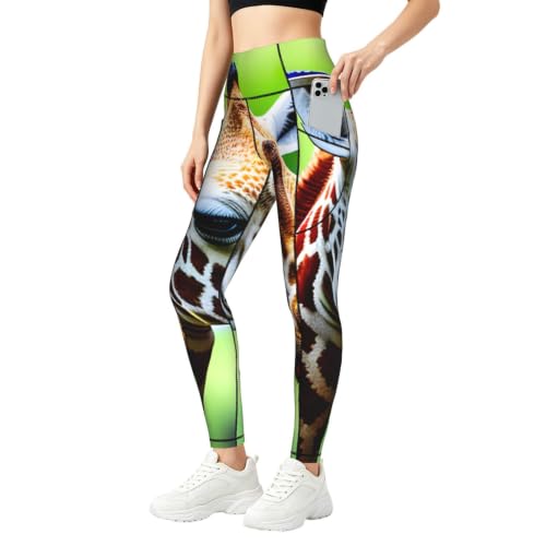 Leggings de jirafa con estampado animado y top deportivo cómodo