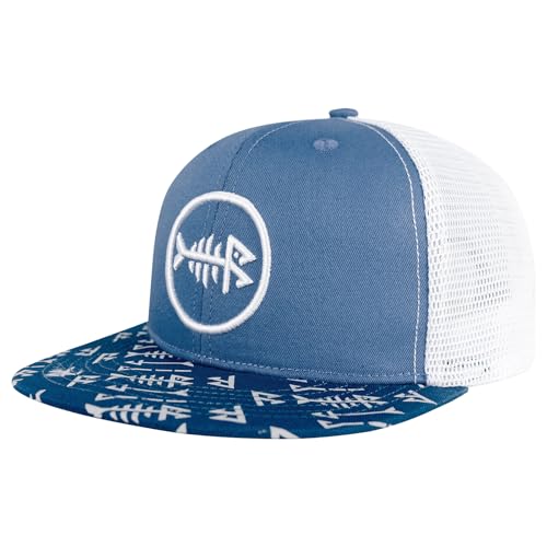 Image of BASSDASH Flat Brim Trucker Cap Adjustable Snapback Hat Mesh Back for Men Women