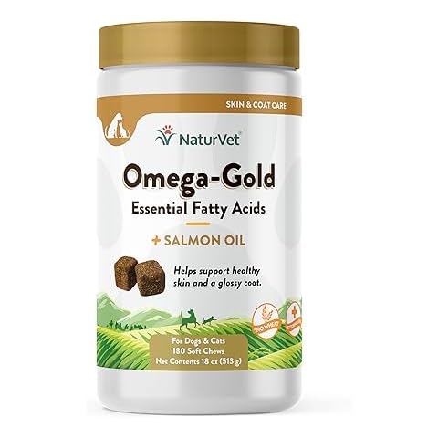 NaturVet – Omega-Gold Plus Salmon Oil | Supports Healthy Skin & Glossy Coat | Enhanced with DHA, EPA, Omega-3 & Omega-6 | for Dogs & Cats | 180 Soft Chews Cover
