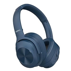 Active Noise Cancelling Headphones, Over Ear Wireless Bluetooth Headphones, Hi-Res Audio, Deep Bass Memory Foam Ear Cups, 40H Playtime for Travel Home Office – Blue