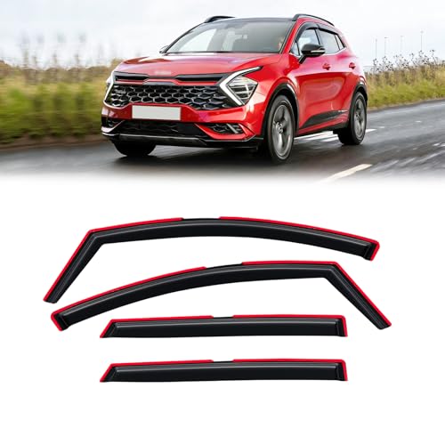 Image of in-Channel Rain Guards for 2023-2026 Kia Sportage, Window Visor Shields Vent Deflector Shade Wind Dark Smoke 2024 2025 23 24 25 26, Tape-On Inside-Mount, 4PCS