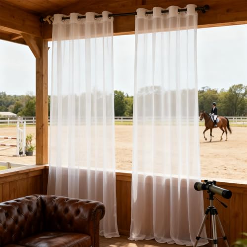 Rideaux voilage salon blanc 100x223 cm à oeillets - 2